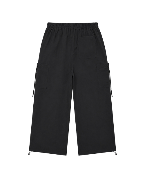 SIDE RIBBON STRING CARGO POCKET BANDING PANTS [BLACK]