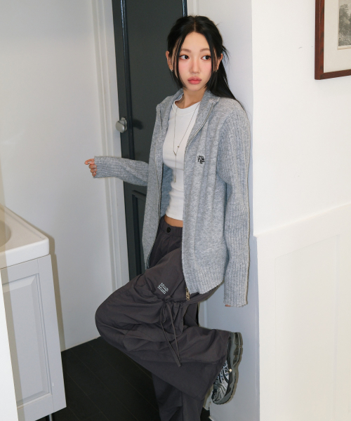 SIDE RIBBON STRING CARGO POCKET BANDING PANTS [CHARCOAL]