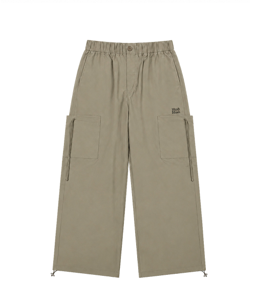 SIDE RIBBON STRING CARGO POCKET BANDING PANTS [BEIGE]