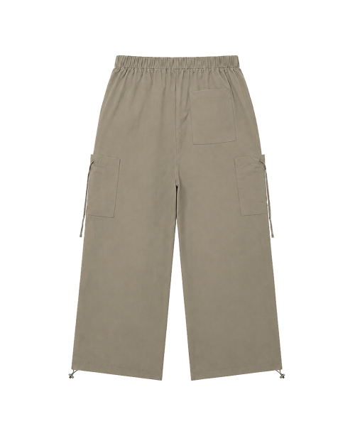 SIDE RIBBON STRING CARGO POCKET BANDING PANTS [BEIGE]
