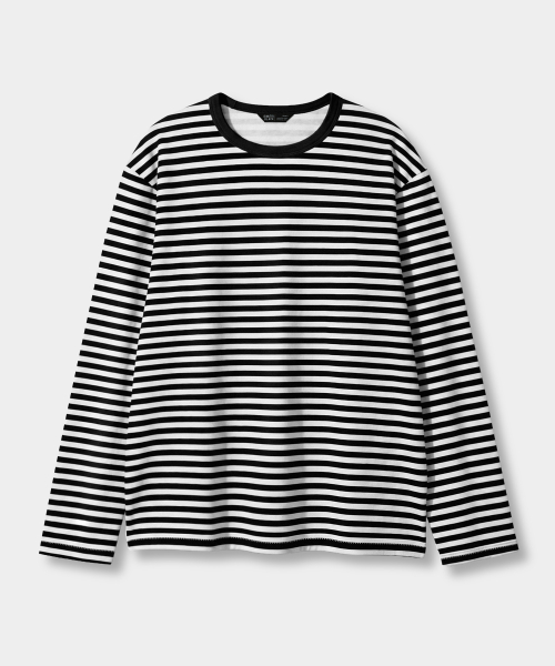 EVERYONES SINGLE STITCH LONG SLEEVE T-SHIRT_STRIPE 2 COLOR