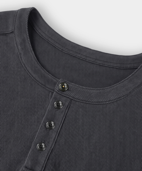 ESSENTIAL RIBBED LONG SLEEVE T-SHIRT_HENLEY 3 COLOR