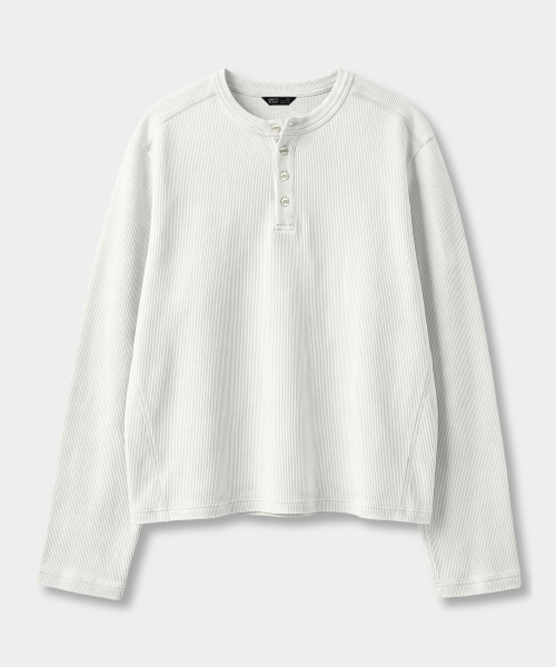 ESSENTIAL RIBBED LONG SLEEVE T-SHIRT_HENLEY 3 COLOR