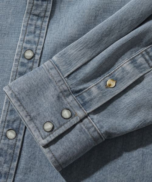 FADED WASHING MINIMAL WESTERN DENIM SHIRT_2 COLOR