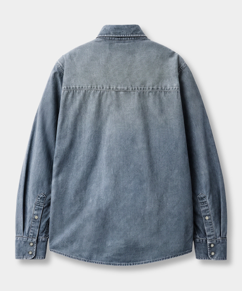 FADED WASHING MINIMAL WESTERN DENIM SHIRT_2 COLOR
