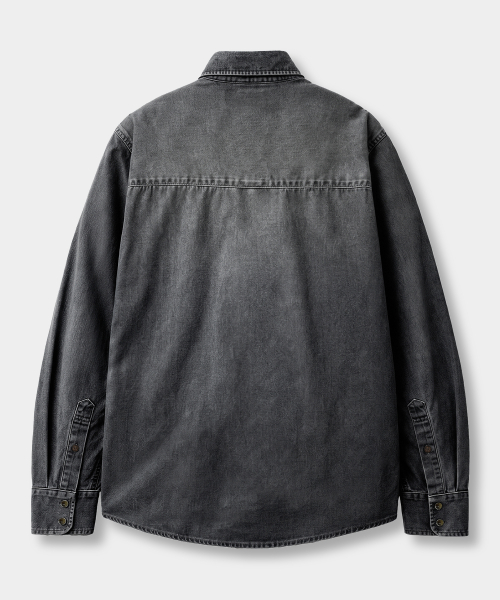 FADED WASHING MINIMAL WESTERN DENIM SHIRT_2 COLOR