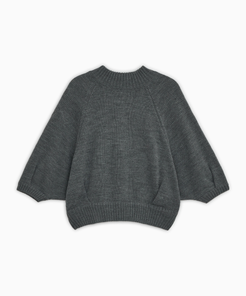 3/4 RAGLAN KNIT CARDIGAN, GRAY