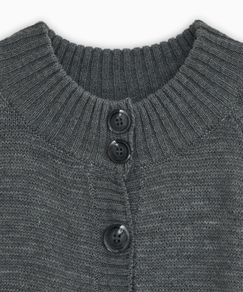 3/4 RAGLAN KNIT CARDIGAN, GRAY