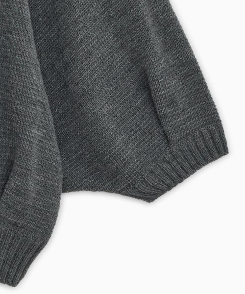 3/4 RAGLAN KNIT CARDIGAN, GRAY