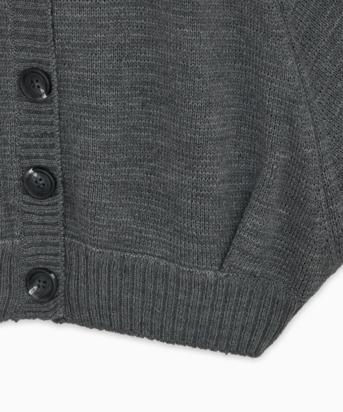 3/4 RAGLAN KNIT CARDIGAN, GRAY
