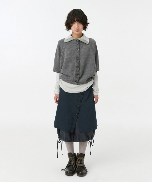 3/4 RAGLAN KNIT CARDIGAN, GRAY
