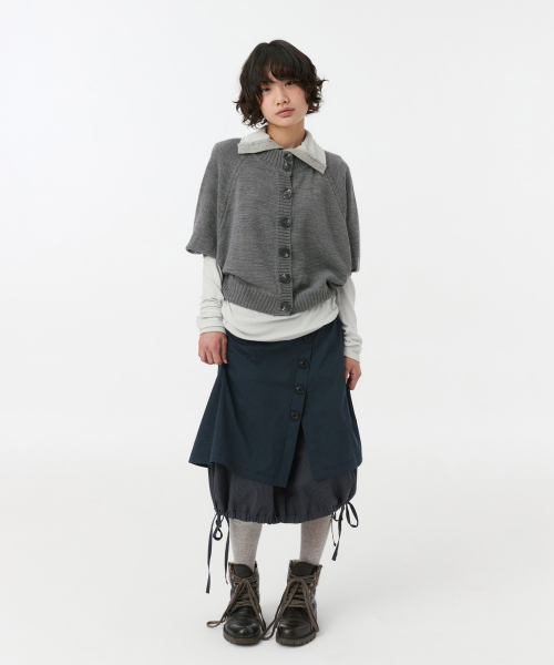 3/4 RAGLAN KNIT CARDIGAN, GRAY