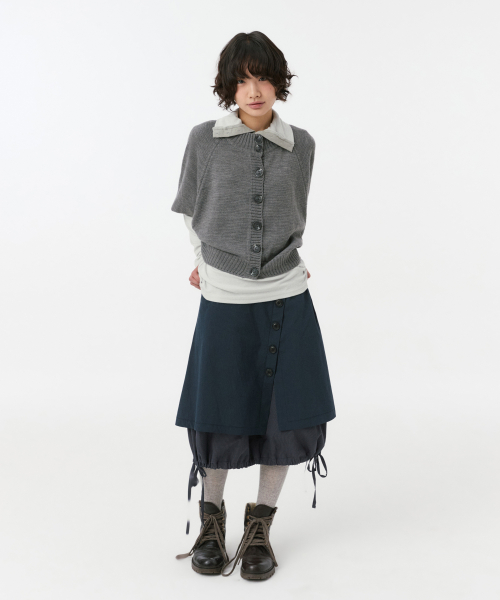 3/4 RAGLAN KNIT CARDIGAN, GRAY