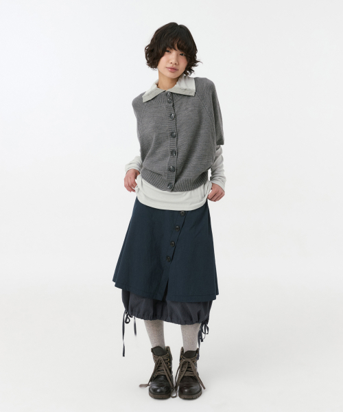 3/4 RAGLAN KNIT CARDIGAN, GRAY