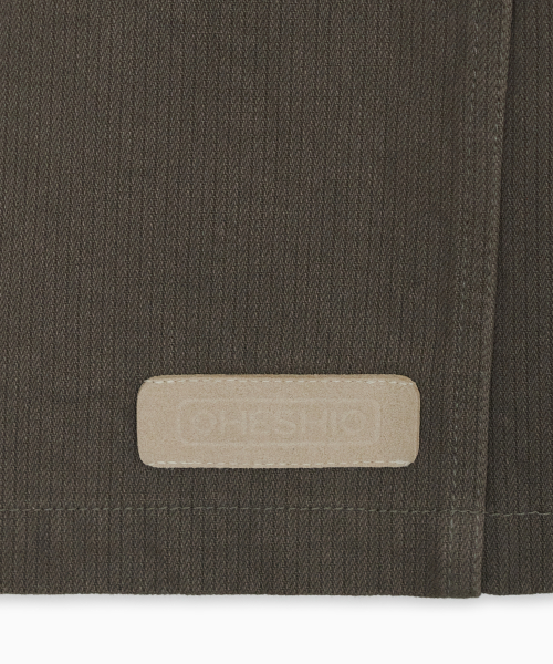 ROUND COLLAR COTTON JACKET, BROWN KHAKI