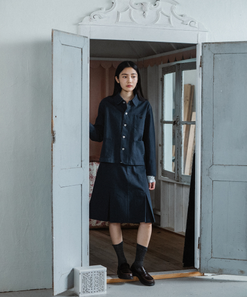 ROUND COLLAR COTTON JACKET, BROWN KHAKI