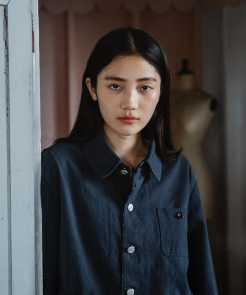 ROUND COLLAR COTTON JACKET, BROWN KHAKI