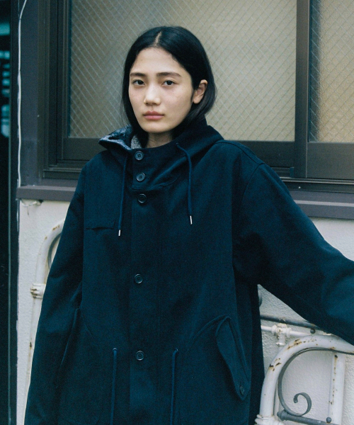 VINTAGE FLORAL HOODED JACKET, NAVY