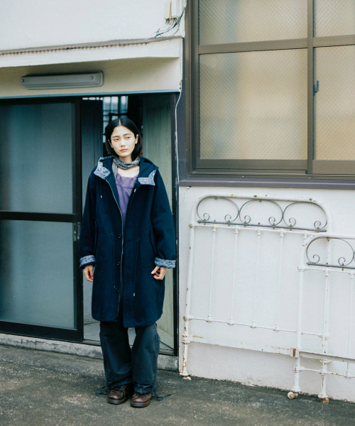 VINTAGE FLORAL HOODED JACKET, NAVY