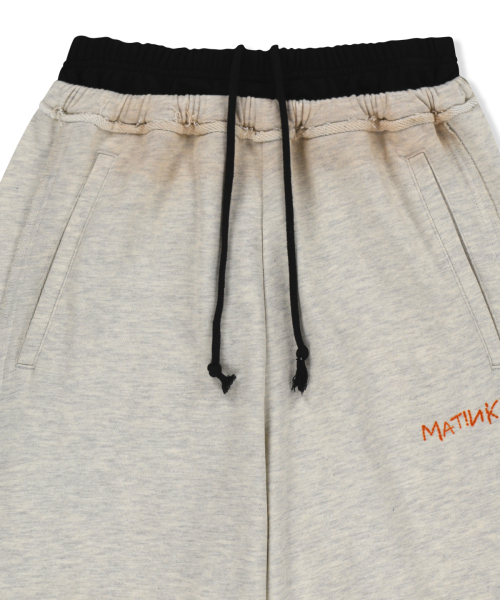 VINTAGE WASHED COLOR CONTRAST SWEATPANTS IN LIGHT BEIGE