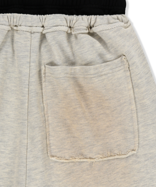 VINTAGE WASHED COLOR CONTRAST BERMUDA SWEATPANTS IN LIGHT BEIGE