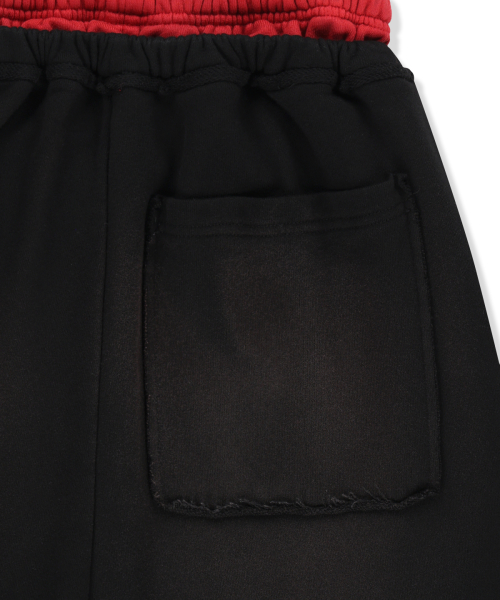 VINTAGE WASHED COLOR CONTRAST BERMUDA SWEATPANTS IN BLACK