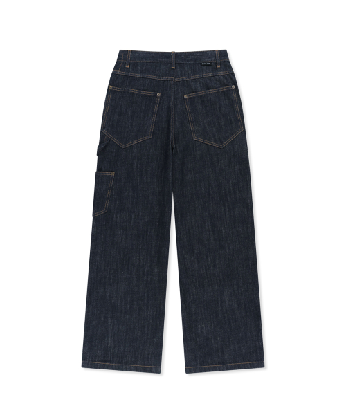 PANEL STITCH DENIM PANTS IN DARK NAVY