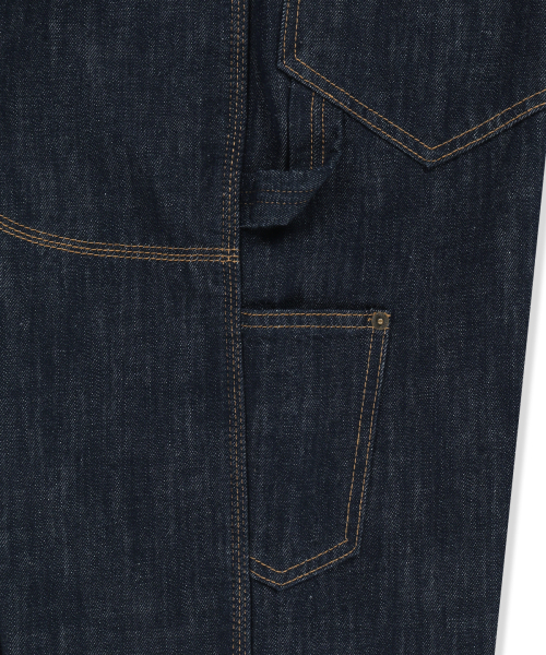 PANEL STITCH DENIM PANTS IN DARK NAVY