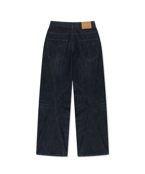 TWISTED VOLUME COATED DENIM PANTS IN DARK NAVY