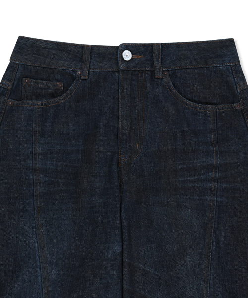 TWISTED VOLUME COATED DENIM PANTS IN DARK NAVY