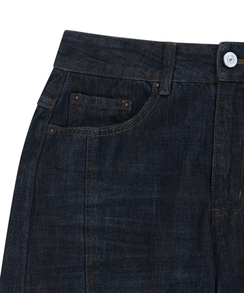 TWISTED VOLUME COATED DENIM PANTS IN DARK NAVY