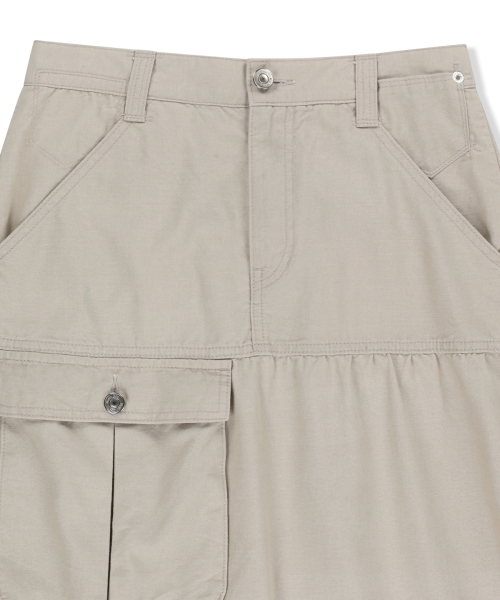 VINTAGE POCKET MIDI SKIRT IN LIGHT BEIGE