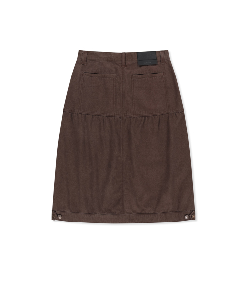 VINTAGE POCKET MIDI SKIRT IN BROWN