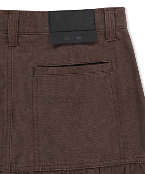 VINTAGE POCKET MIDI SKIRT IN BROWN