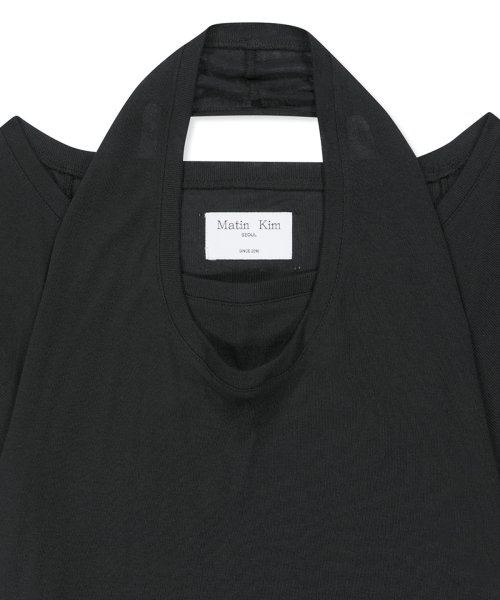 TWO WAY LAYERED JERSEY DRESS IN BLACK