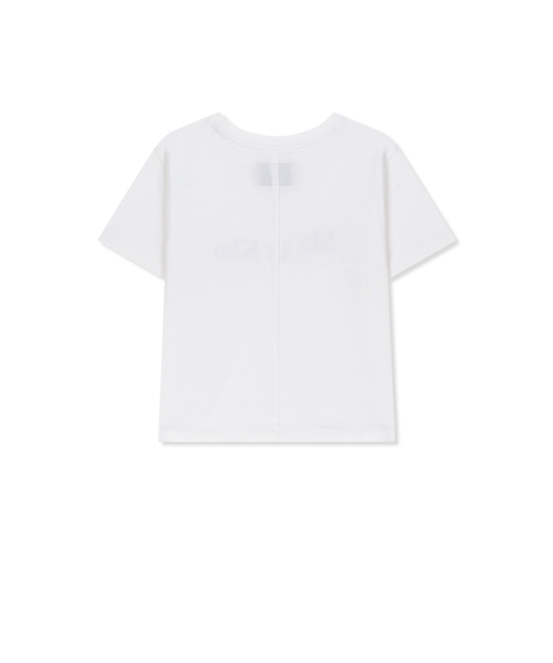 DIAGONAL CUT LOGO CROP TOP IN WHITE