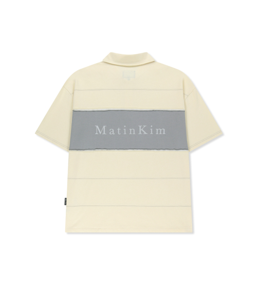 CUT OUT BLOCK COLLAR TOP FOR MEN IN IVORY