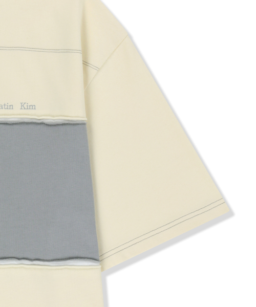 CUT OUT BLOCK COLLAR TOP FOR MEN IN IVORY
