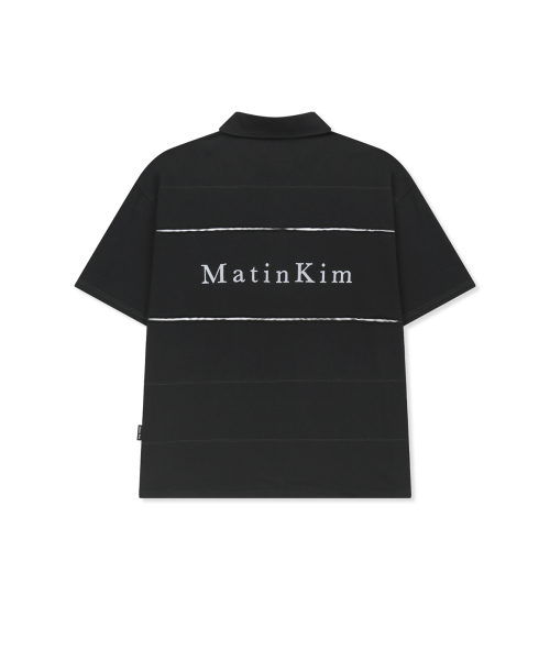 CUT OUT BLOCK COLLAR TOP FOR MEN IN BLACK