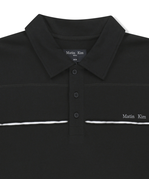 CUT OUT BLOCK COLLAR TOP FOR MEN IN BLACK