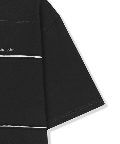 CUT OUT BLOCK COLLAR TOP FOR MEN IN BLACK