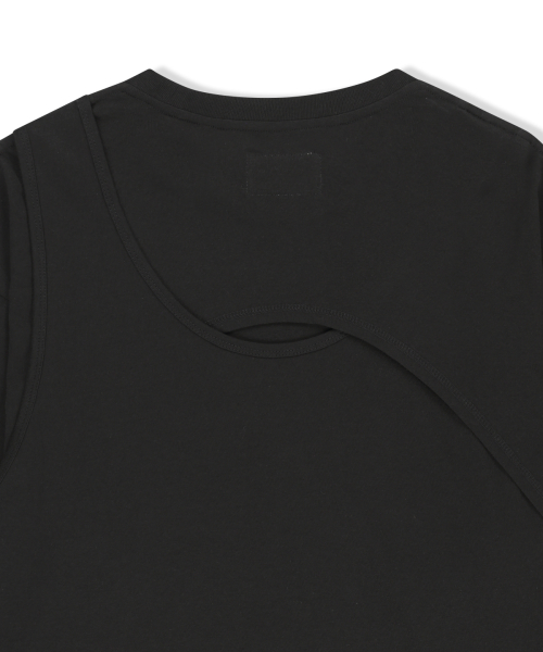 CROSS BACK LAYERED TOP IN BLACK