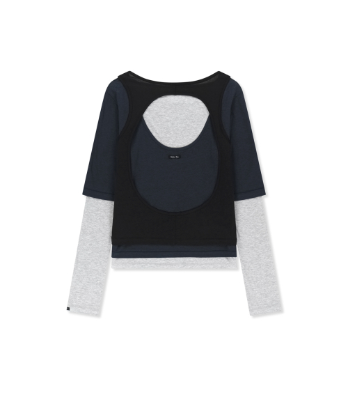 TRIPLE LAYERED MULTI WAY TOP IN NAVY