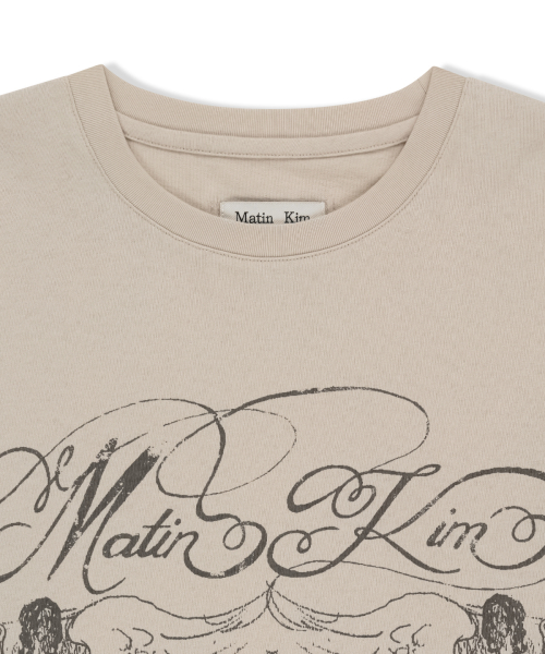 GRAFFITI ARTWORK LAYERED TOP IN BEIGE