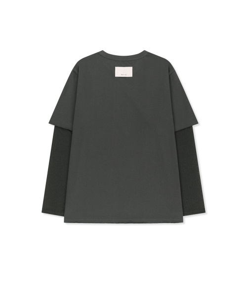 GRAFFITI ARTWORK LAYERED TOP IN CHARCOAL