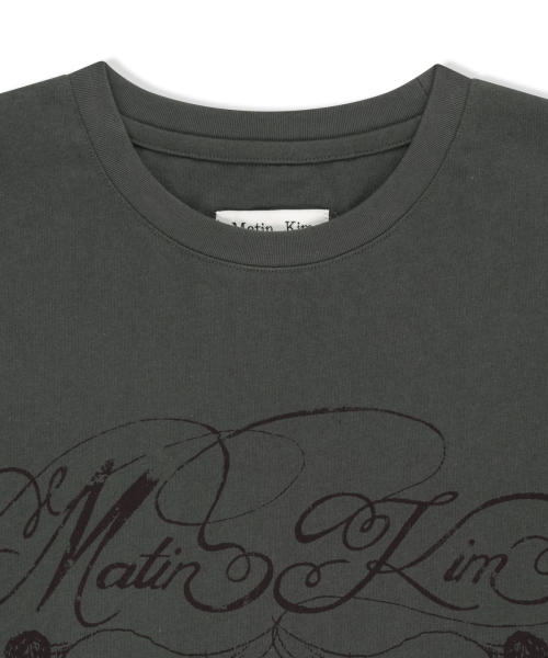 GRAFFITI ARTWORK LAYERED TOP IN CHARCOAL