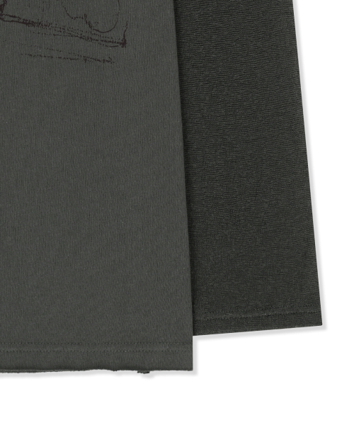 GRAFFITI ARTWORK LAYERED TOP IN CHARCOAL