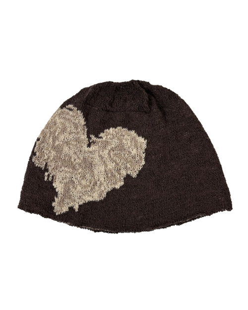 Jacquard Heart Beanie (Mocha Brown)