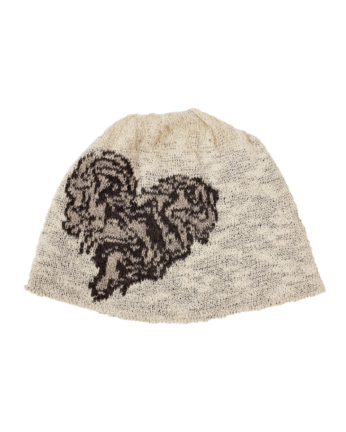 Jacquard Heart Beanie (Beige)