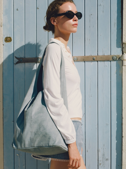 G LEATHER SHOULDER BAG (ASH BLUE)